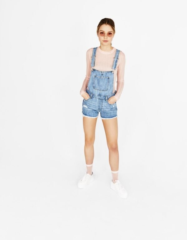 Short denim dungarees - Image 6
